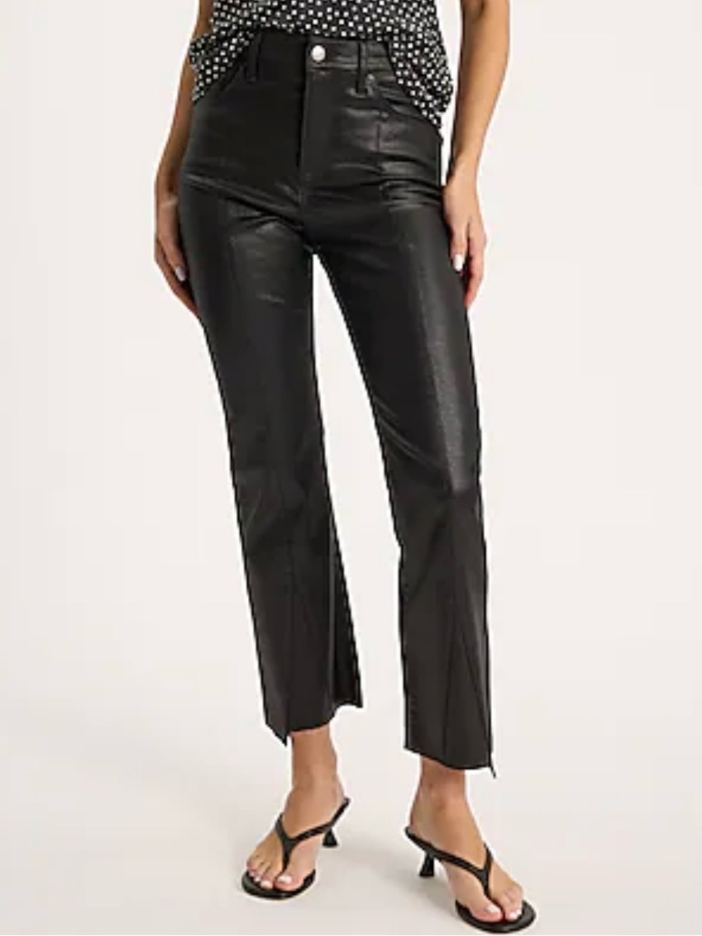 NWT Express Black Coated Ankle Crop Straight-Leg Pants